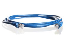Wound-up Blue Network Cable. Royalty Free Stock Image