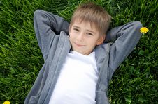 Boy On The Green Grass Royalty Free Stock Images Boy On The Green Grass Royalty Free Stock Images