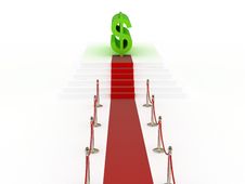 Red Carpet Track To Sign Of Dollar Stock Photography