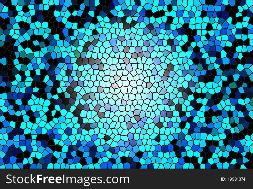 Blue and black stained glass background. Blue and black stained glass background