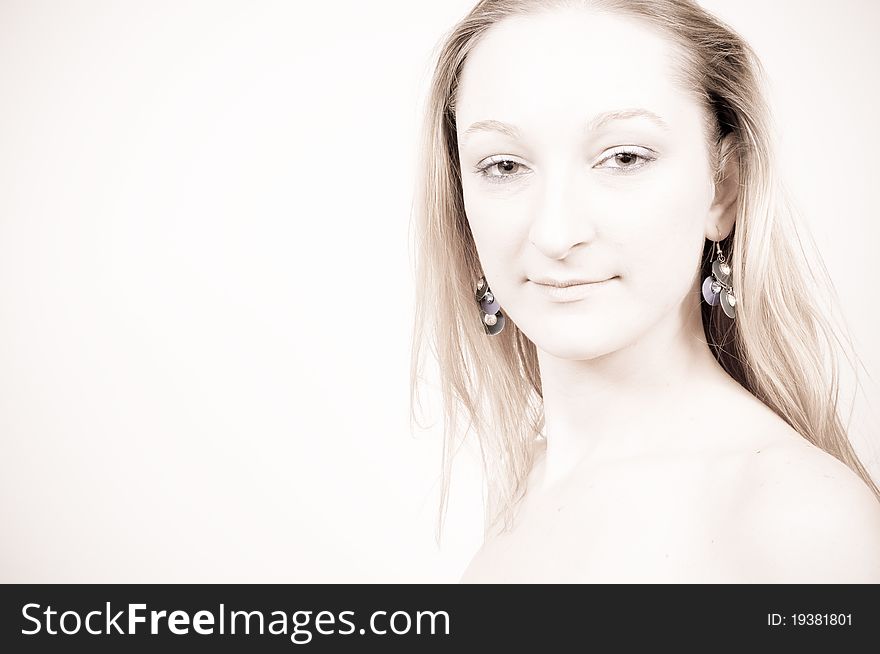 Portrait of an attractive beautiful blond woman smiling. Portrait of an attractive beautiful blond woman smiling