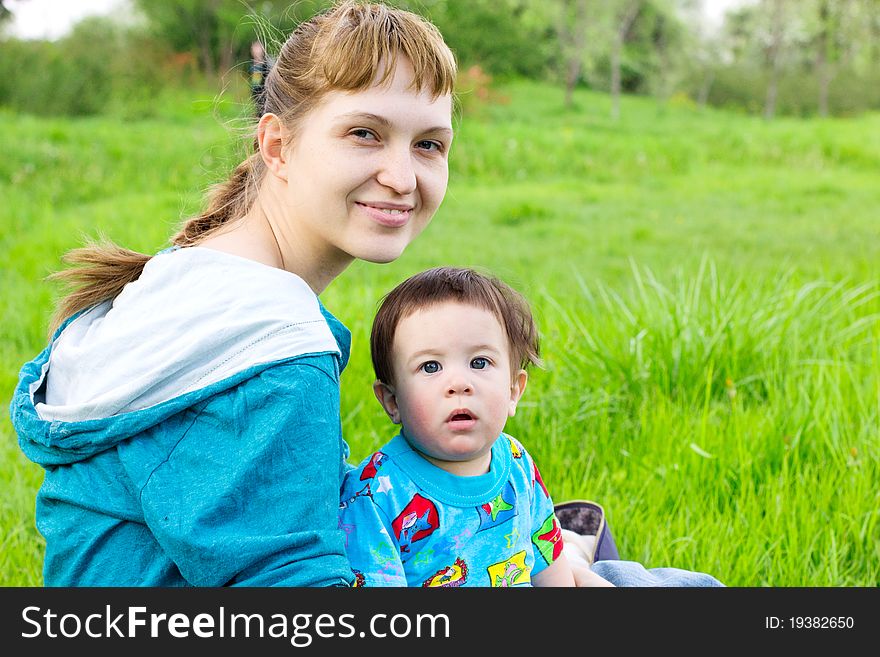 Mother with son at the park