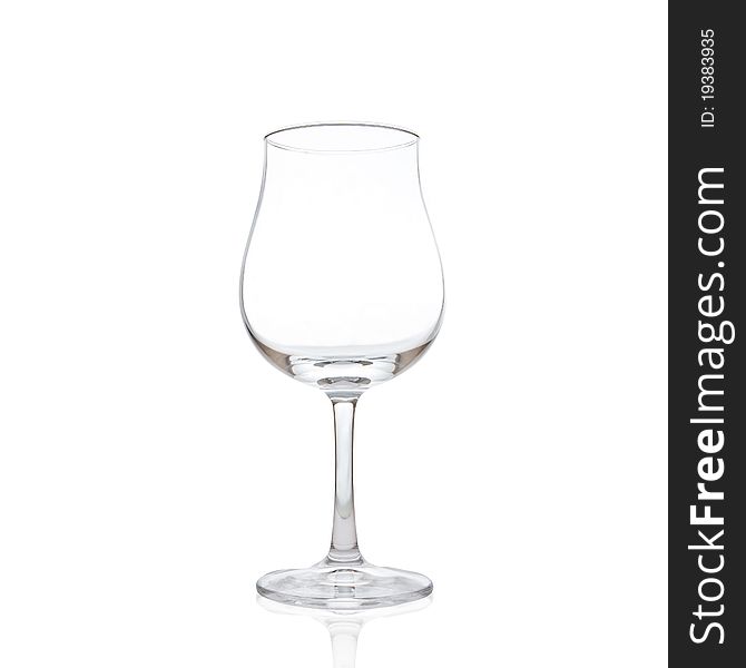Single empty wine glass isolated on the white background