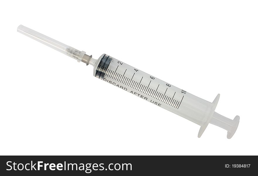 Isolated photo of empty plastic syringe. Isolated photo of empty plastic syringe