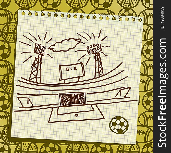 Soccer doodle stadion with balls background. Soccer doodle stadion with balls background.