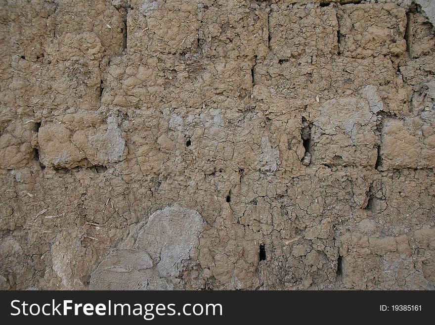 Adobe brick wall construction