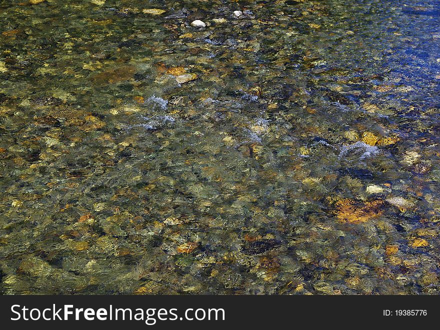 Clear water in mountain creek used as background