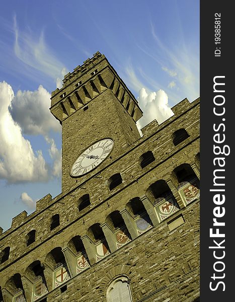 Bottom-Up view of Piazza della Signoria in Florence, Italy