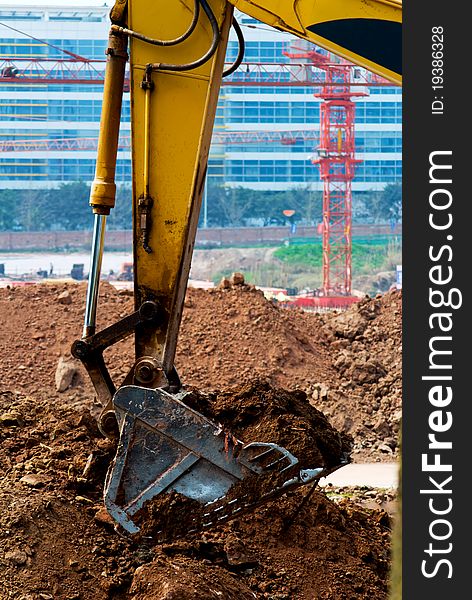 Construction work on site in the excavator. Construction work on site in the excavator