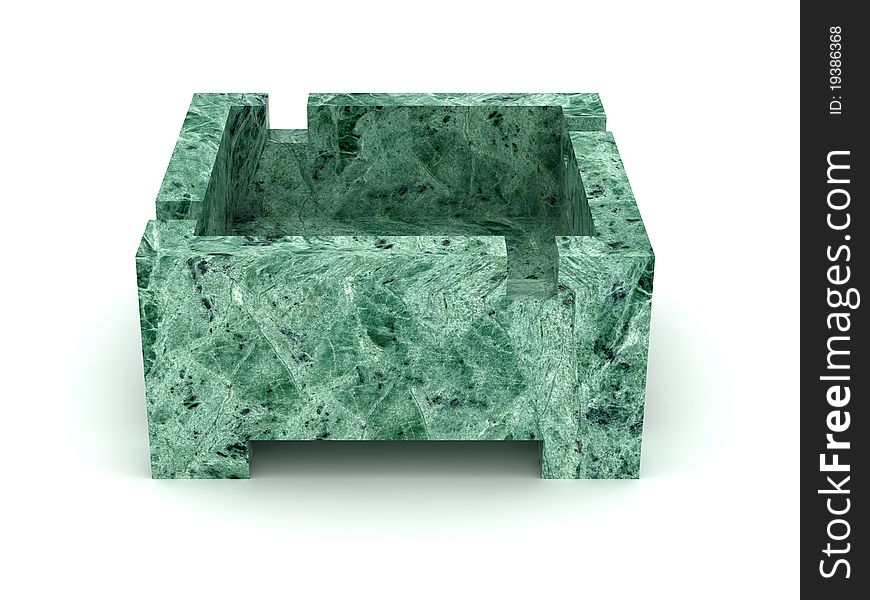 A green marble ashtray isolated on white background. A green marble ashtray isolated on white background