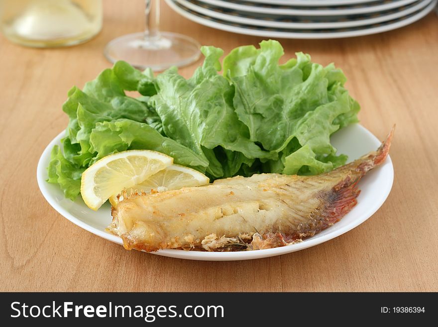 Fried Red-fish With Salad