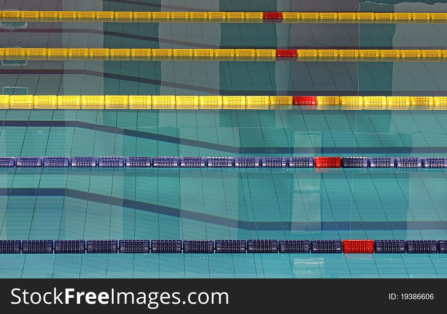Lanes in a swimming pool with water
