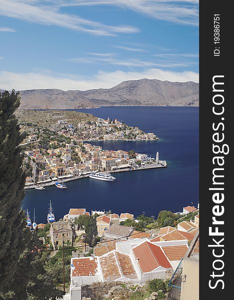 View of the Symi harbor. View of the Symi harbor