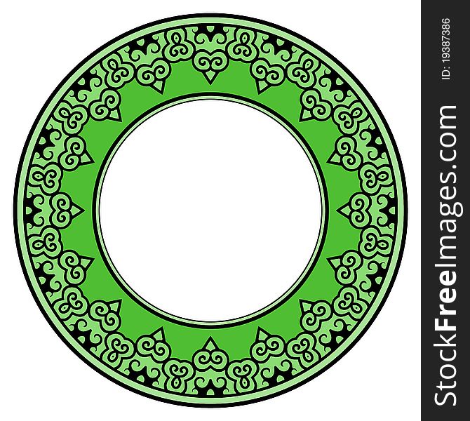Isolated illustration of a green ornate frame. Isolated illustration of a green ornate frame