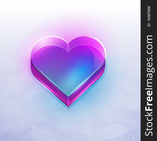 Transparent icon heart of glass on Valentine's Day