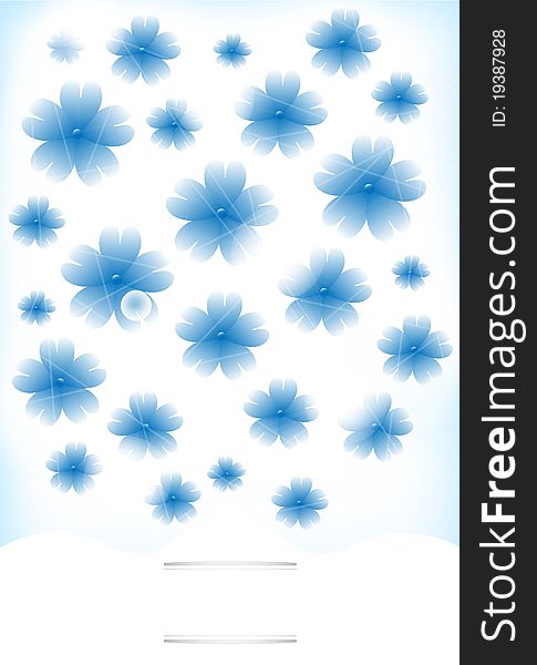 Vector invitation card with blue flowers and silvery decoration. Vector invitation card with blue flowers and silvery decoration