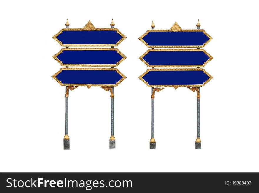 Signage for public places, gold frame