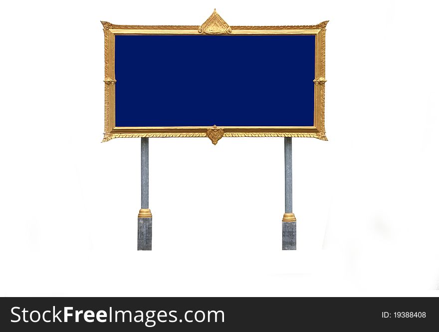 Signage  for public places, gold frame