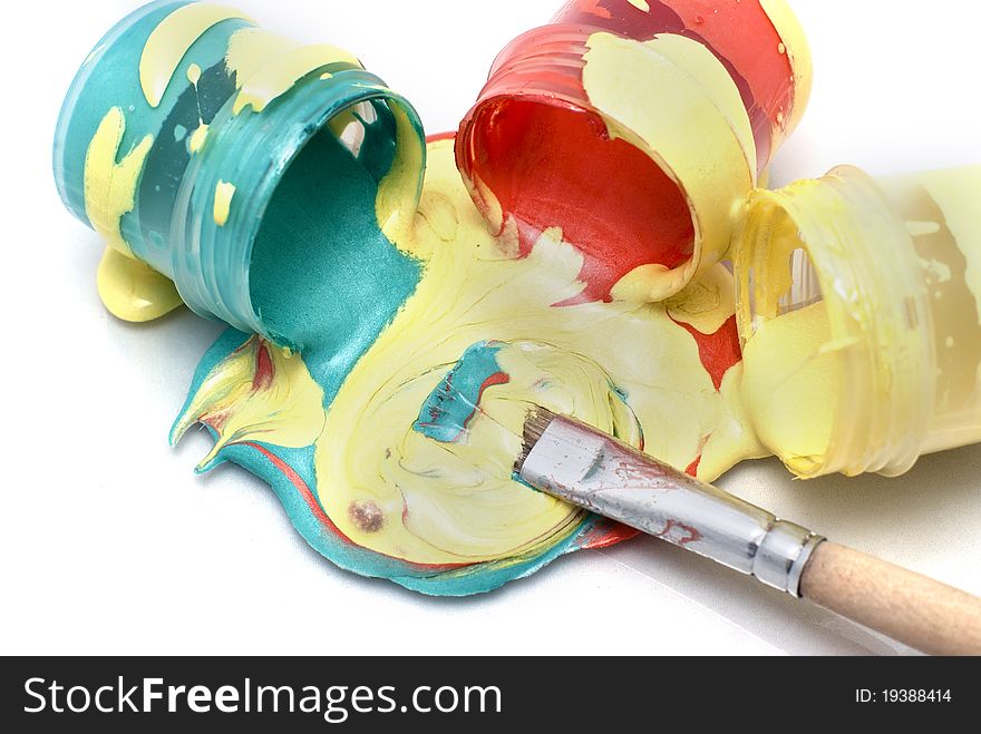 Color paint for drawing and brush