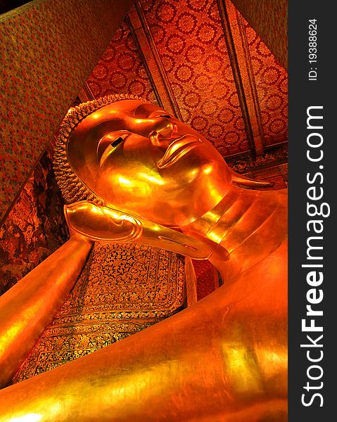 The Golden Reclining Buddha In Thailand