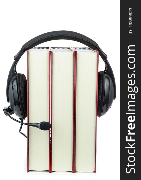 Three Books Wear Headphone