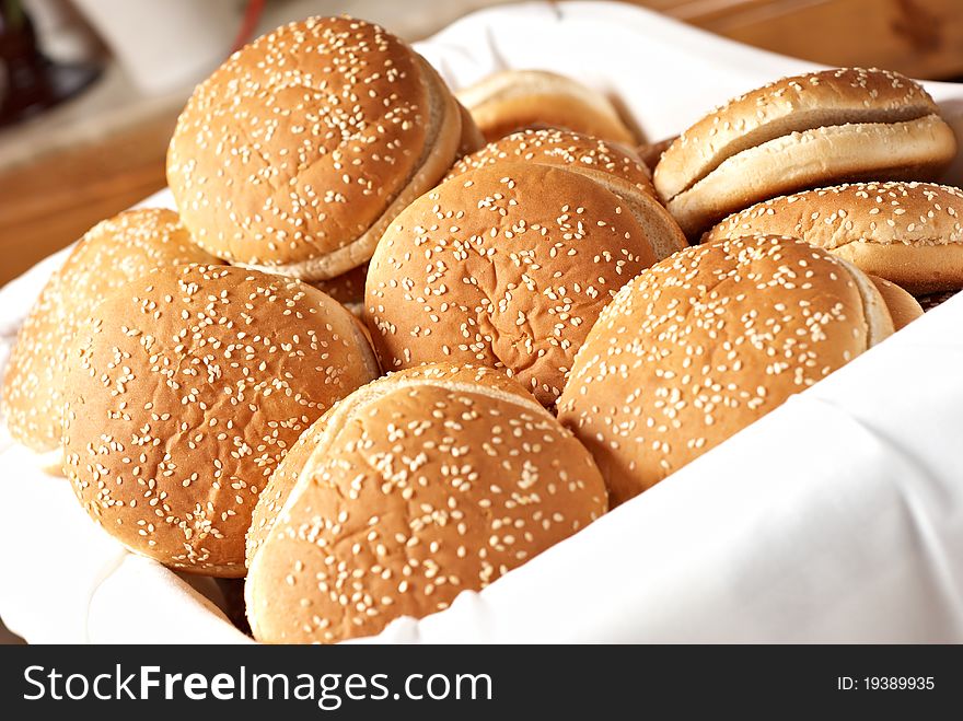 Lot of burger in a basket