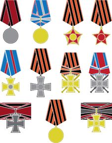 Set Of Crosses And Medals Royalty Free Stock Photo Set Of Crosses And Medals Royalty Free Stock Photo