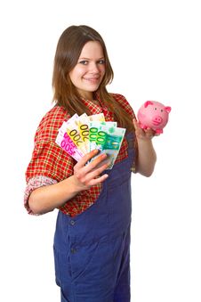 Craftswoman With Euro Banknotes Royalty Free Stock Image Craftswoman With Euro Banknotes Royalty Free Stock Image