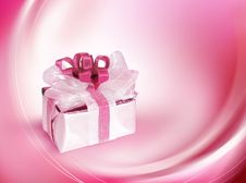 Single Gift Box With Pink Ribbon Royalty Free Stock Photo Single Gift Box With Pink Ribbon Royalty Free Stock Photo