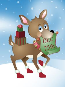 Santa S Little Christmas Reindeer Helper Royalty Free Stock Image