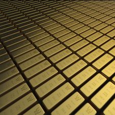 Gold Bullion Or Ingots In Extensive Array Royalty Free Stock Images