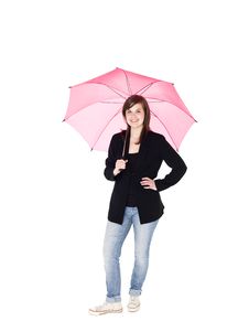 Young Woman With Umbrella Stock Photos
