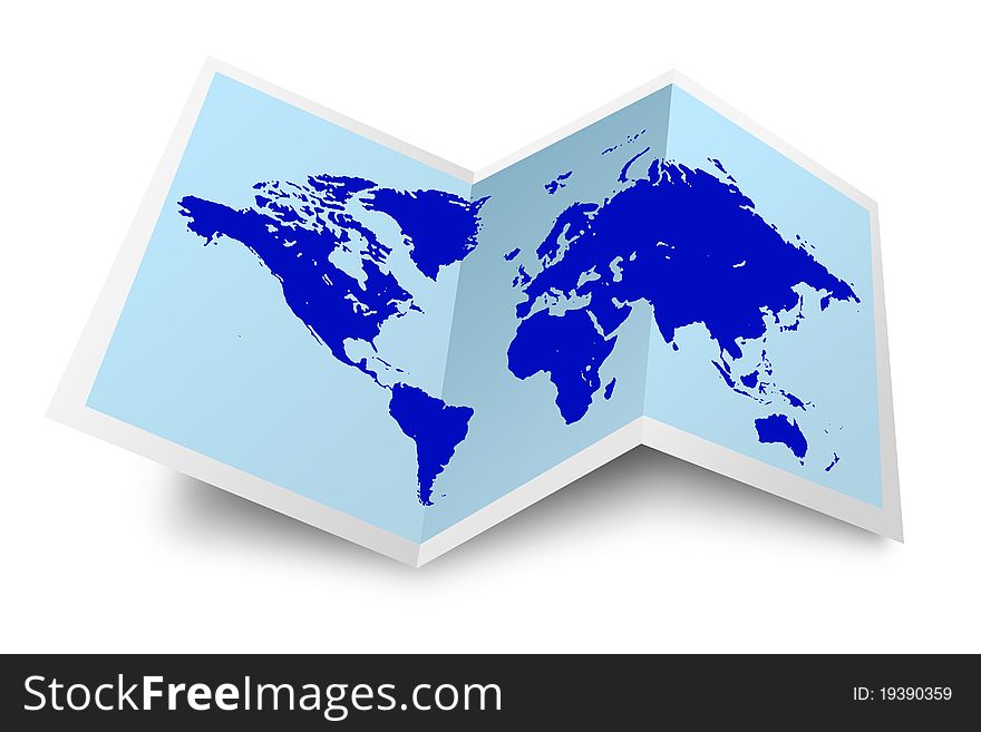 World map objects illustration , 3d