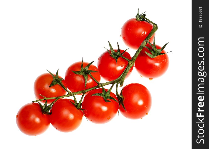 Tomatoes a cherry on a white background