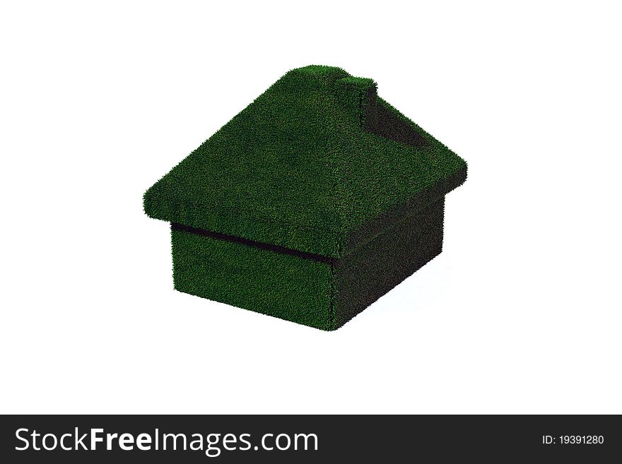 A house made of green grass isoltaed on white. A house made of green grass isoltaed on white.