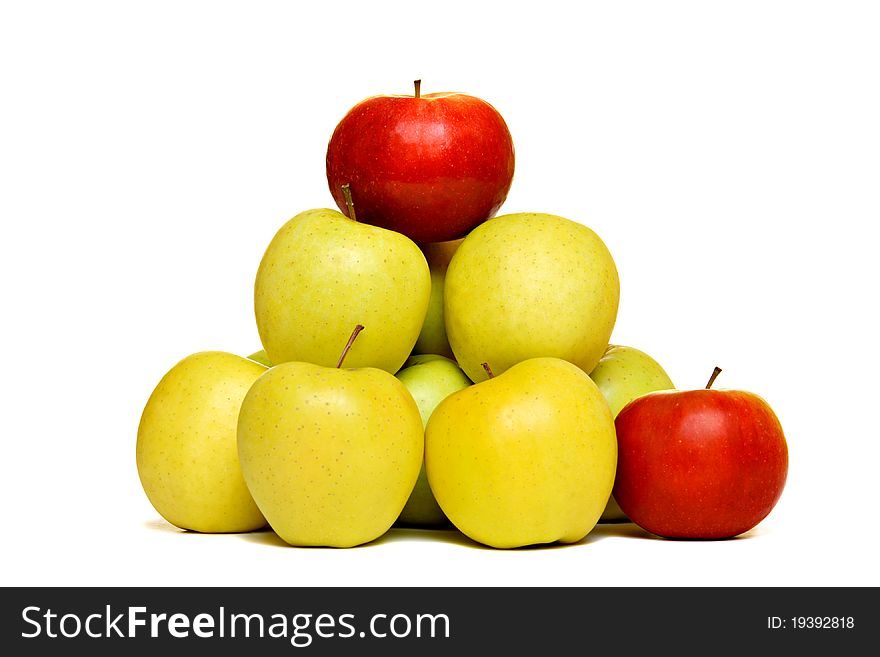 Fresh red and yellow apples, isolated on white