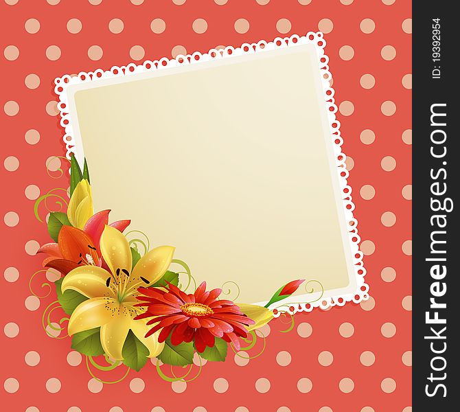 Greeting card with flowers and place for text