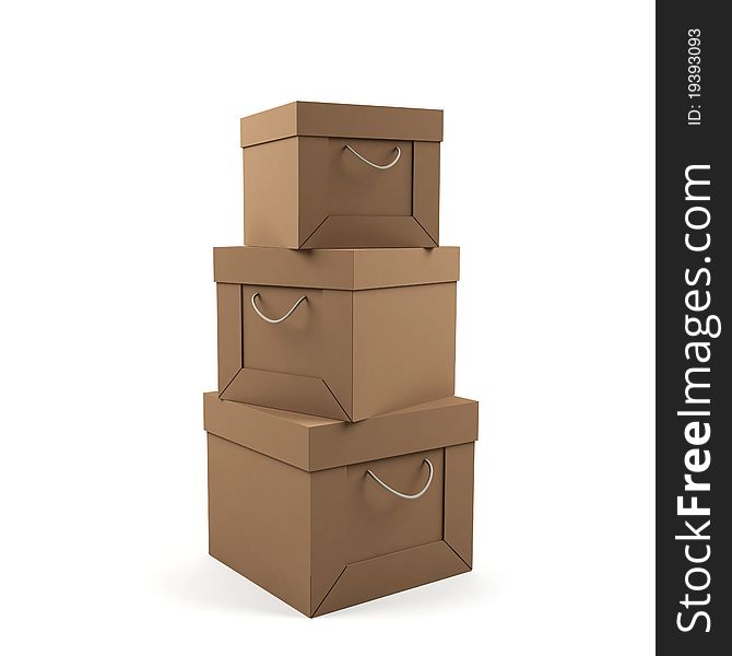 Cardboard boxes on a white background. Cardboard boxes on a white background.