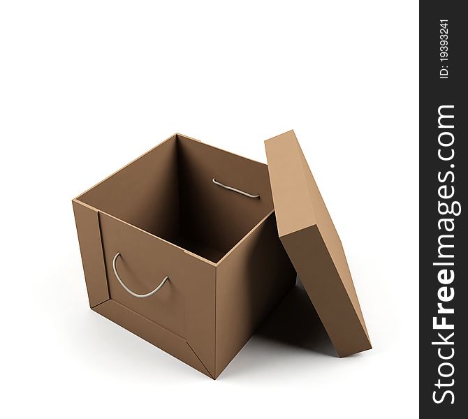 Cardboard box on a white background. Cardboard box on a white background.