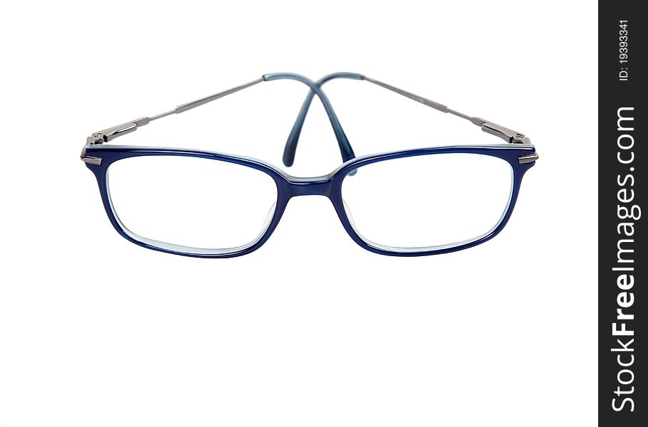 Blue eyeglasses isolated on a white background