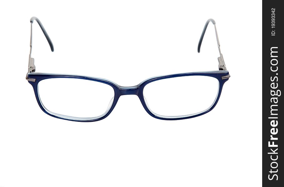 Blue eyeglasses isolated on a white background