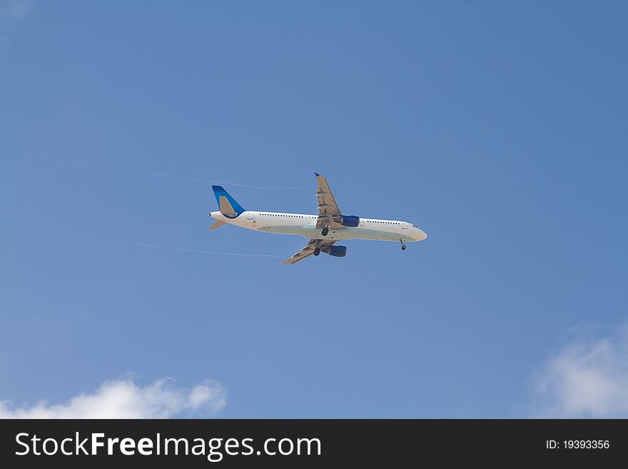 Airplane Commercial aircraft about to land closeup