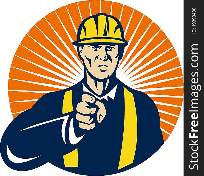 Construction worker engineer pointing