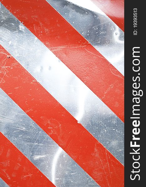 Grunge silver warning background with red stripes