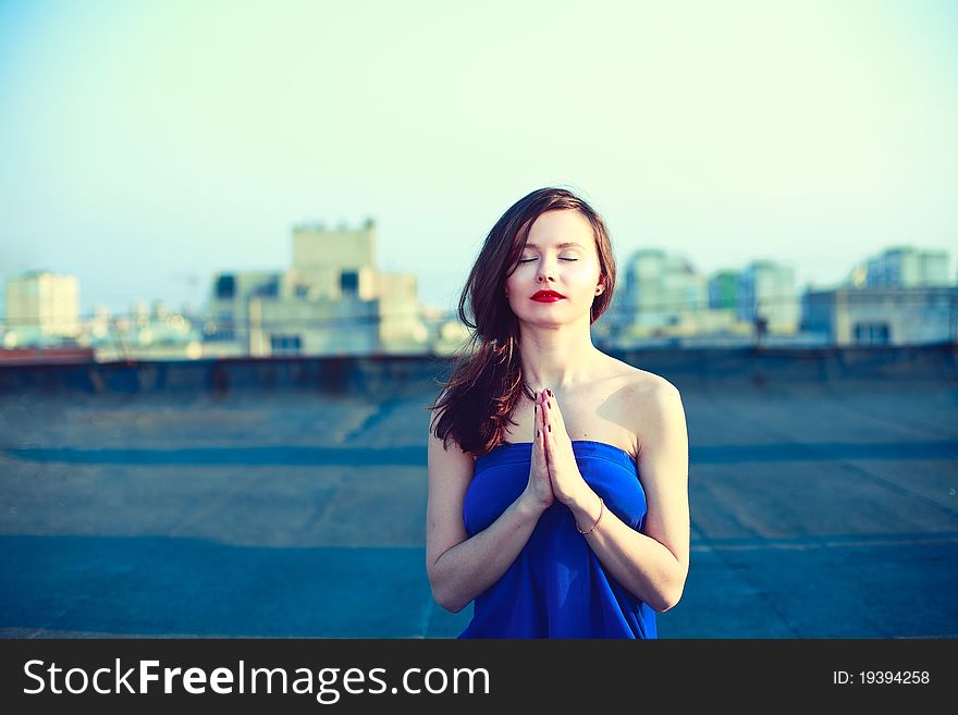 Beautiful girl meditating