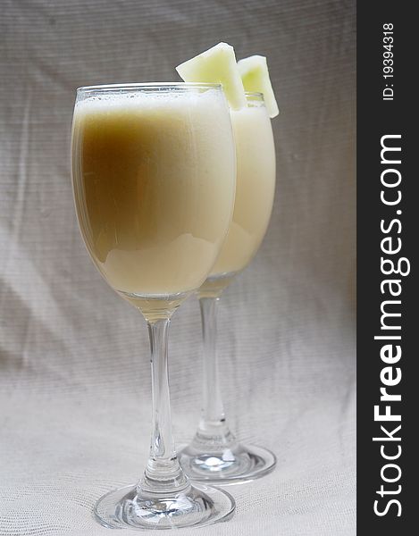 Image of honey dew juice on glass