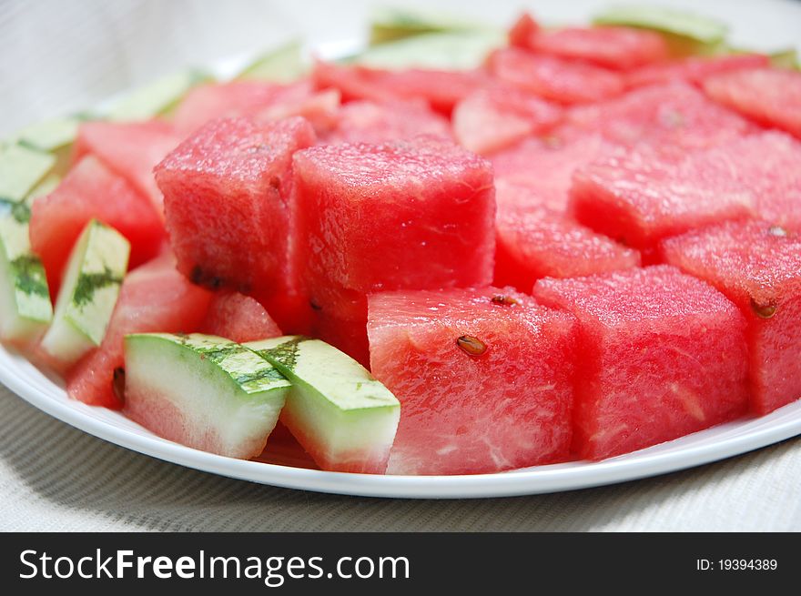 Image of slice watermelon on plate