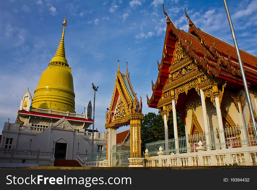 Golden pagodas and churches in Thai temples