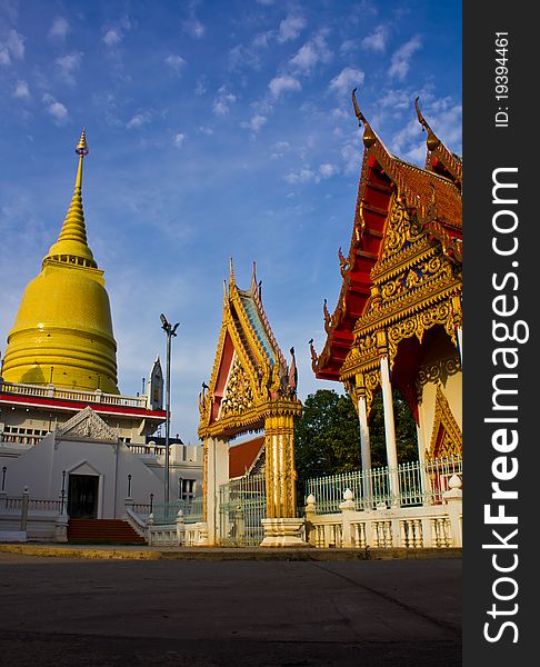 Golden pagodas and churches in Thai temples