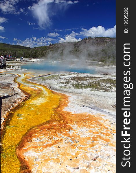 Biscuit Basin Spring Scenic Area in south Yellowstone National Park.